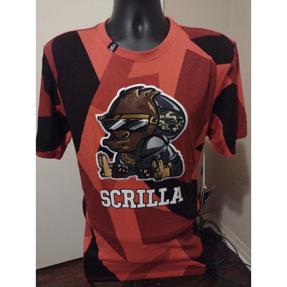 Nwt New Rs1ne Scrilla Graphic Logo Print T-Shirt True Size Is Large L Red S/S